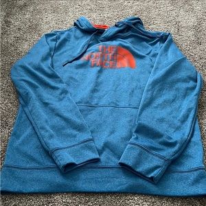 The North Face Mens Athletic Sweatshirt Hoodie Medium Blue Orange